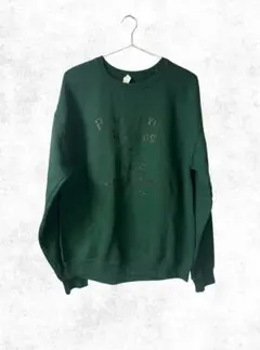 ダークグリーン プリント入り トレーナー