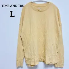 TIME AND TRU 長袖Tシャツ 【L】イエロー 無地 シンプル トップス