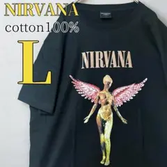 高品質NIRVANA ロックTシャツ バンT半袖 綿100% 天使 新品 L 黒