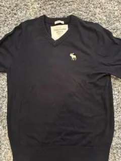 Abercrombie & Fitch 黒 Vネック ニットセーター L