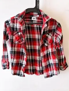 UNIQLO チェック柄　フランネルシャツ 120サイズ　前開き　赤黒白　上着