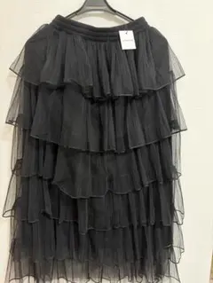 ブラック フリル ロングスカート Fサイズ