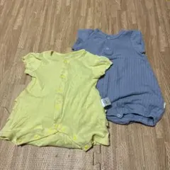 イエロー　ブルー　ロンパース　2点セット