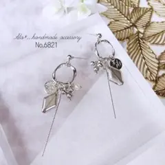 No.6821　グレー　ガラス　透明感　ピアス/イヤリング