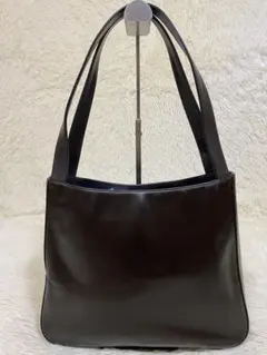 BALLYダークブラウン　本革レザー　トートバッグ　A4収納可　シルバー金具ロゴ
