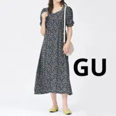 GU☆ジーユー フラワープリントフロントボタンワンピース 半袖