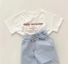 韓国子供服 英字ロゴ 半袖Tシャツ　ホワイト90cm