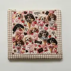 ハンドメイド　ダックス　大きめポーチ