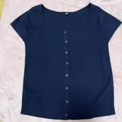 UNIQLO 半袖カーディガン ネイビー Mサイズ
