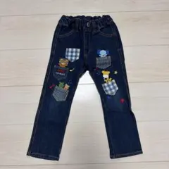 ミキハウス　プッチーくん　アップリケ　デニム　100