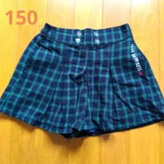 チェック柄 半ズボン 150　Lizlisadoll キュロット　グリーン緑黒