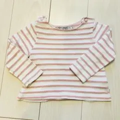 ストライプ 長袖カットソー 肩ボタン付き