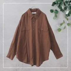 【ディスコート】オーバーサイズシャツ(F)ブラウン ビッグシルエット ゆったり