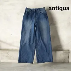 antiqua アンティカ ワイドデニム パンツ ブルー ゆったりのサムネイル