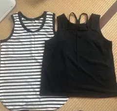 ストライプと黒のタンクトップ2枚セット