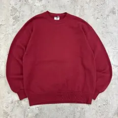 90s USA製　JERZEES　クルーネックスウェット　M　レッド　無地　古着