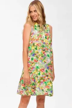 ドレス　マタニティ ワンピース　ミニワンピース　花柄　ストレッチ