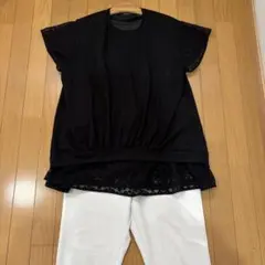 インゲボルグ 黒　レース使いフレンチ袖カットソー＆ノースリアンダーセット難ありのサムネイル