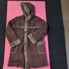 ダークブラウン フード付きコート