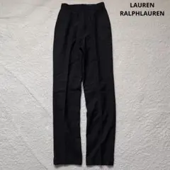 【美品】ラルフローレン　ストライプウールパンツ　スラックス　黒　ハイウエスト　M