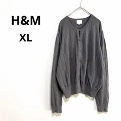 H&M 透かし編み クルーネック カーディガン 長袖 グレー ニット 羽織りのサムネイル