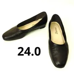エレガンス卑弥呼 レザー フラットパンプス 24.0 日本製のサムネイル