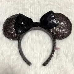 ディズニー ミニー カチューシャ スパンコール ブラック ブラウン