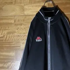 カッパ　トラックジャケット　ジャージ　黒　白　赤　刺繍ロゴ　ストライプ　XL