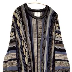 90s 00s 3D ニットセーター マルチ 2XL オーバーサイズ