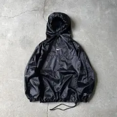 90s OLD NIKE センターロゴ アノラックパーカー ブラック テック