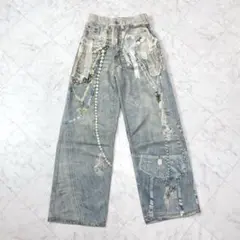 美品✨【archive】プリント　総柄　ワイドデニムパンツY2