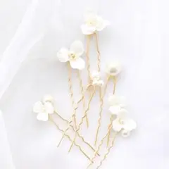 ヘッドドレス　フラワー　パール風　ヘアピン　結婚式　ブライダル　パーティ 104