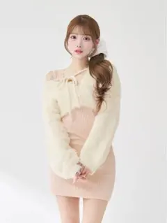 Darich ケーブルニットソーセットミニワンピース ピンク