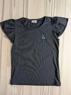 フリル袖 ブラック Tシャツ Mサイズのサムネイル