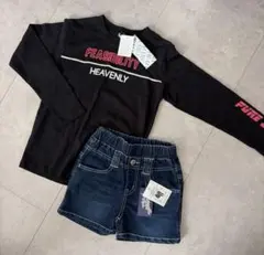 【girl's】長袖カットソー140cmとデニムショートパンツ130cmセット