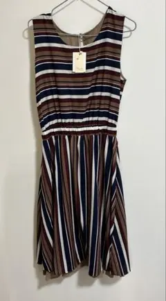 新品 Chez toi シェトワ　ノースリーブ ワンピース マルチストライプのサムネイル