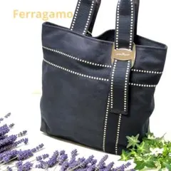 美品✨️Salvatore Ferragamoブラックトートバッグ　キャンバス