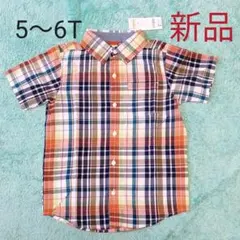 【新品】⑥ジンボリー　キッズS(5〜6)　半袖チェックシャツ　110〜120