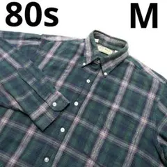 M 美品 80s 90s USA製 LLBean オンブレ シャドー 長袖シャツ