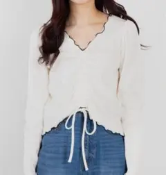 WEGO ウィゴー　/フロントドロストリブＴ Tシャツ ロンＴ 長袖