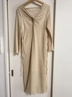 【honono】【マタニティ・授乳服】ツイストデザインワンピース ピンクベージュ