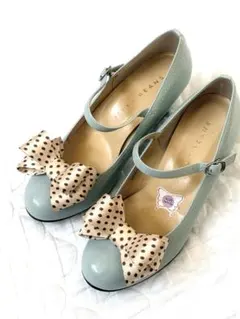 新品JELLY BEANS ミントグリーン リボン付きパンプス23.5 訳あり