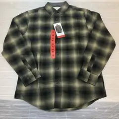 未使用品 チェックシャツ ネルシャツ風 メンズ グリーン コットン混 M