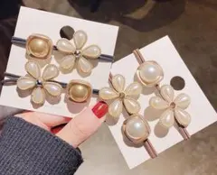 花モチーフ ヘアゴム 4個セット