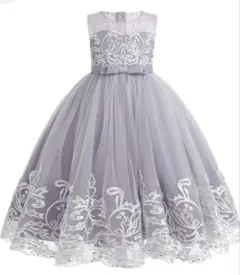 グレー刺繍フレアドレス　150センチ