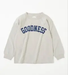 デビラボ プリント袖リブ 長袖Tシャツ ライトグレー