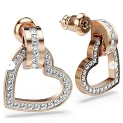 箱付き SWAROVSKI Lovelyピアス ハート ホワイト ローズゴールド