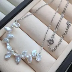 パールネックレス　淡水パール　本真珠　ステンレスチェーン　冠婚葬祭　デイリー