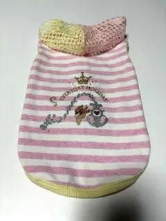 犬服　ボーダー柄　ピンク色　黄色　パーカー　中型犬