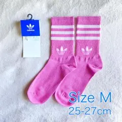【新品】アディダス グリッター クルーソックス M ピンク×ホワイト ラメ